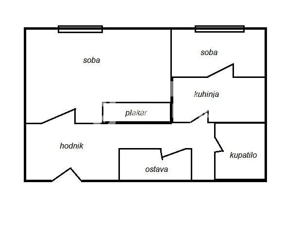 Floor plan drawing showing the layout of the apartment.