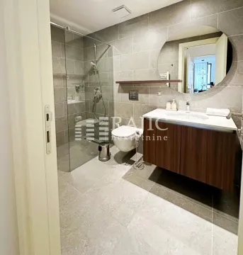 Modernly equipped bathroom with a walk-in shower and vanity. - image 4