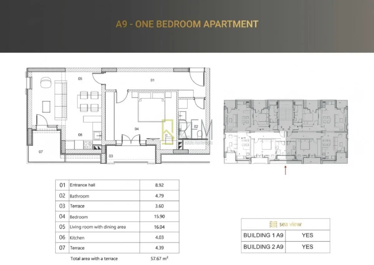 Prodaja, jednosoban stan, 49m², Risan, Kotor