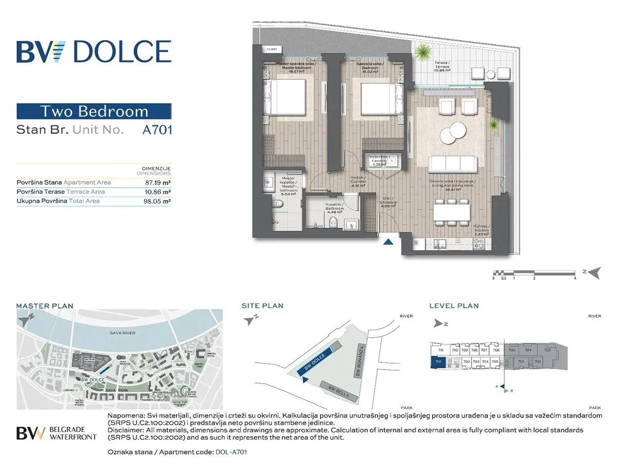 Sale, three bedroom apartment, 98m², Beograd Na Vodi, Beograd