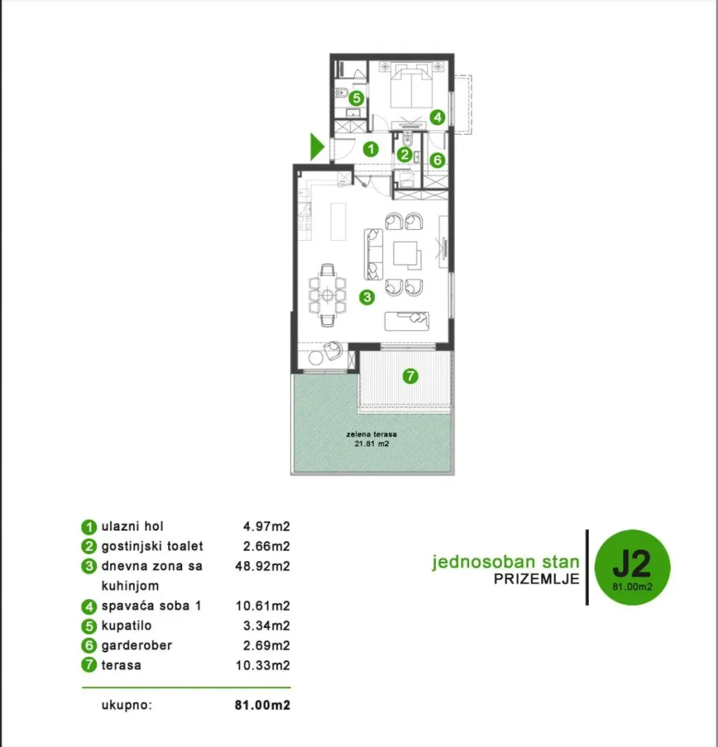 Prodaja, jednosoban stan, 66m², Opatovo, Tivat