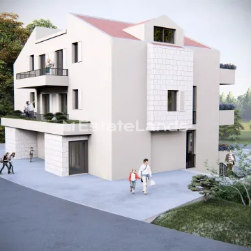 Spoljašnji izgled moderne višeporodične kuće sa terasama i dvorištem. - image 7