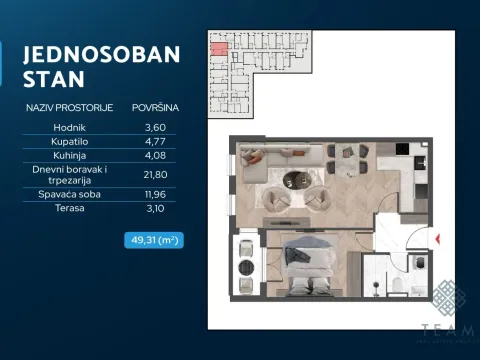 Sale, one bedroom apartment, 49m², Čeluga, Bar - image 3