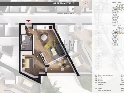 Sale, one bedroom apartment, 52m², Bečići, Budva - image 17