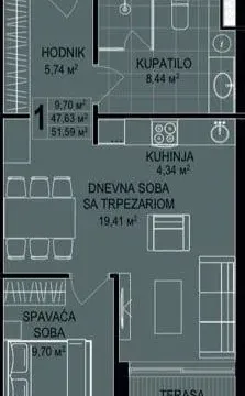 Sale, one bedroom apartment, 52m², Bečići, Budva - image 2