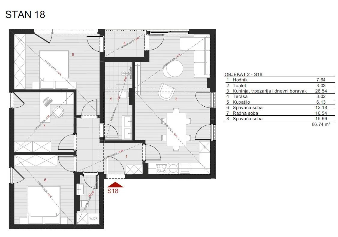 Prodaja, jednosoban stan, 51m², Dobrota, Kotor