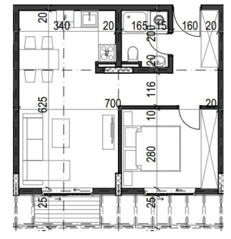 Sale, one bedroom apartment, 46m², Radanovići, Kotor