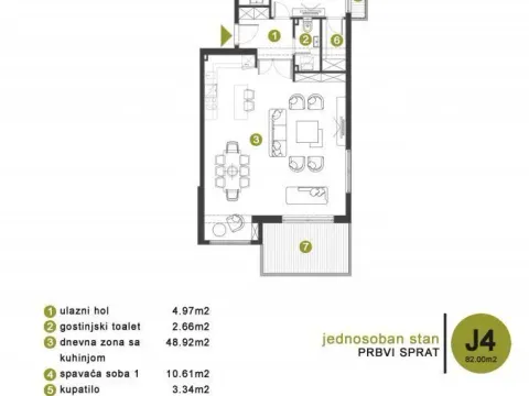 Sale, one bedroom apartment, 82m², Donja Lastva, Tivat - image 4