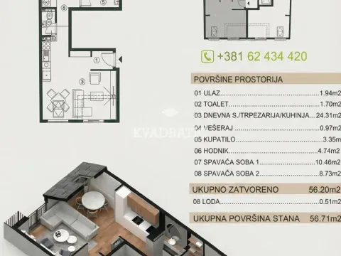 Prodaja, dvosoban stan, 57m², Čukarica, Beograd - image 2