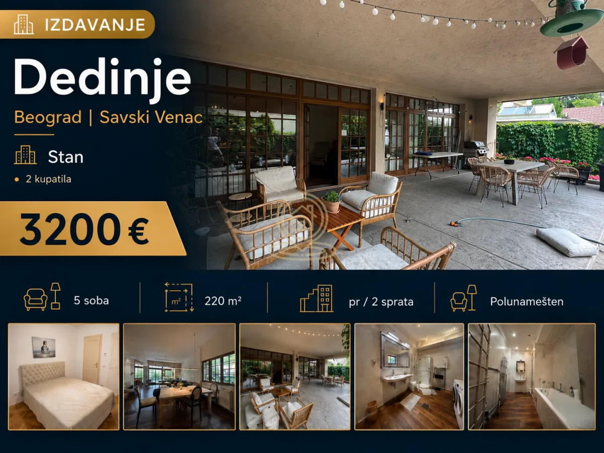 Izdavanje, stan, 220m², Savski Venac, Beograd