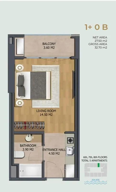 Sale, apartment, 27m², Bar, Crna Gora