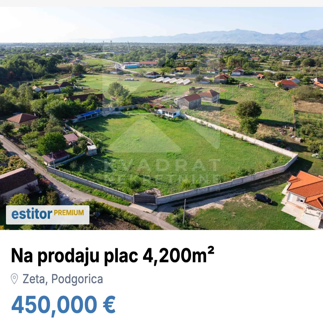 Sale, land lot, 4200m², Zeta, Podgorica