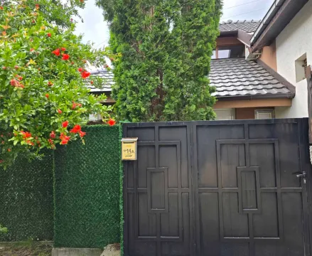 Eksterijer kuće sa crnom metalnom kapijom i dvorištem. - image 6
