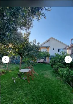 Dvorište sa zelenim travnjakom, drvećem i kućom u pozadini. - image 8