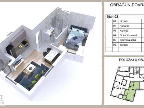 Sale, one bedroom apartment, 39m², Centar, Čajetina