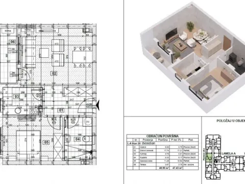 Sale, two bedroom apartment, 47m², Telep, Novi Sad Sve Podlokacije - image 1