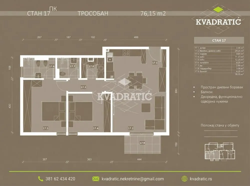 Prodaja, trosoban stan, 76m², Trošarina, Voždovac Sve Podlokacije