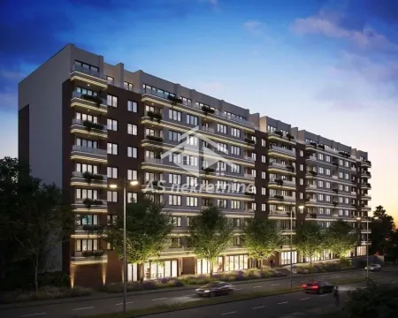 Exterior view of a modern residential building with illumination at dusk. - image 14