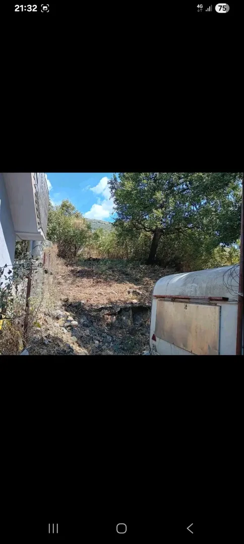 Pogled na plac sa rastinjem i dijelom objekta.