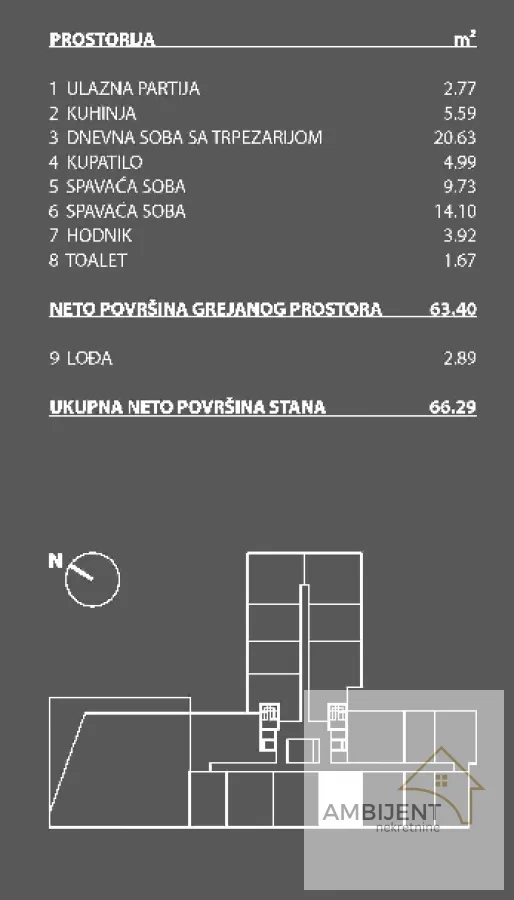 Sale, three bedroom apartment, 66m², Novi Beograd Sve Podlokacije, Beograd