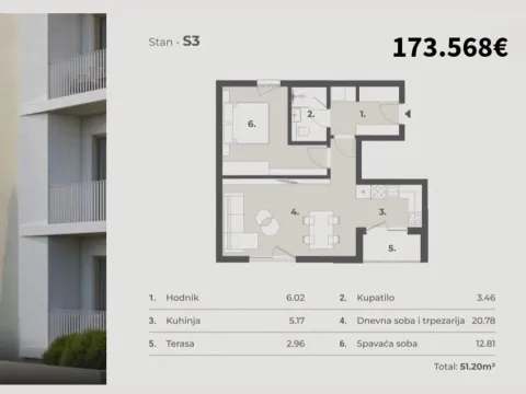 Prodaja, dvosoban stan, 40m², Mrčevac, Tivat - image 5