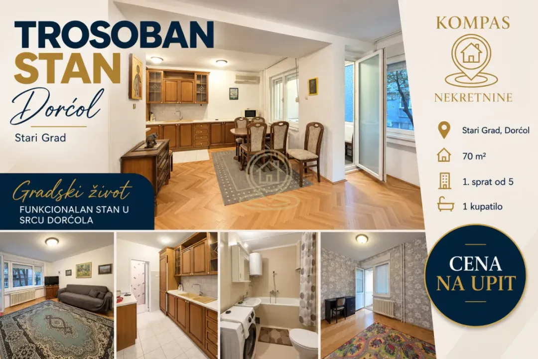 Rent, three bedroom apartment, 70m², Stari Grad, Beograd