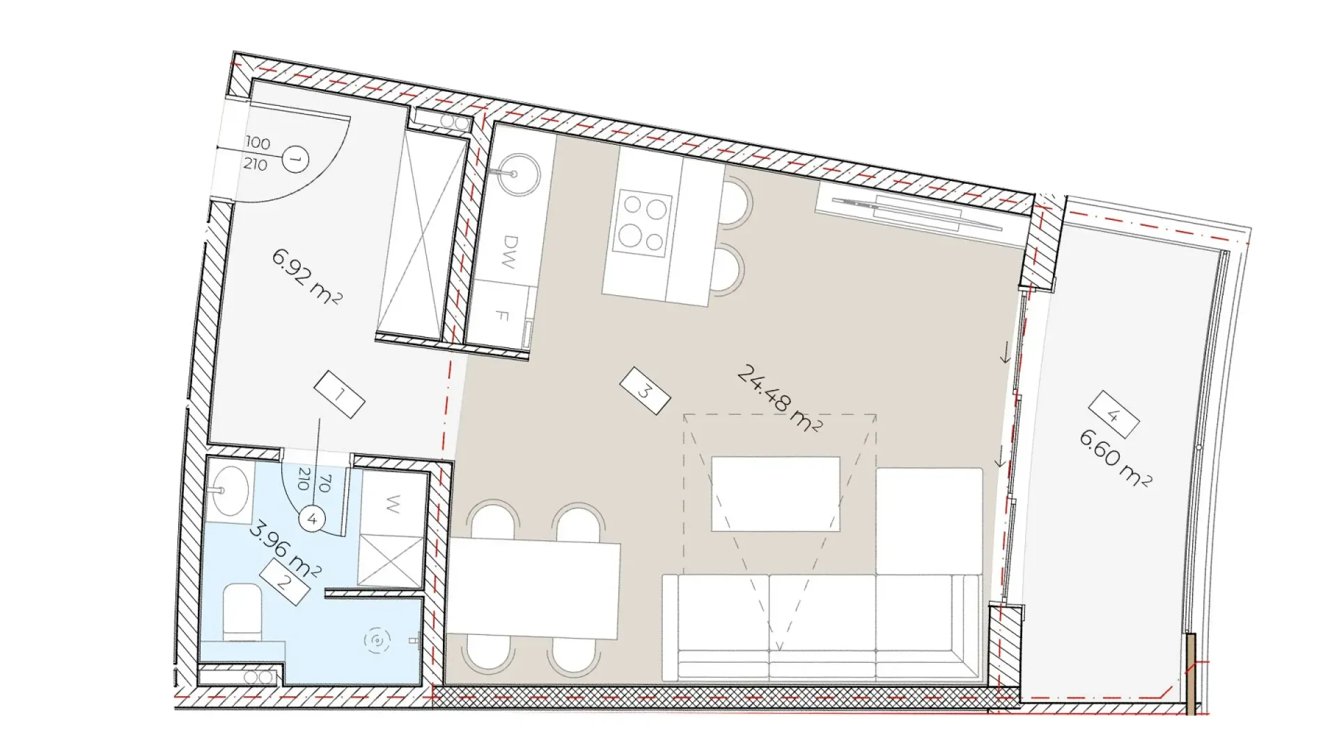 Sale, one bedroom apartment, 42m², Bečići, Budva