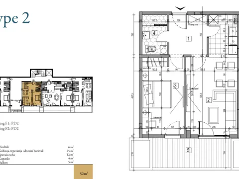 Prodaja, jednosoban stan, 52m², Dobrota, Kotor