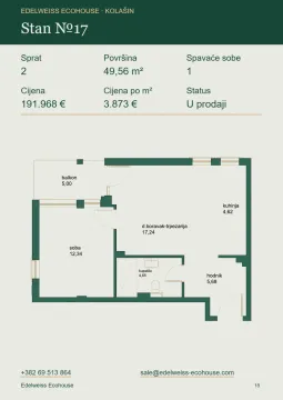 Prodaja, jednosoban stan, 50m², Centar, Kolašin - Plan prostora - image 13