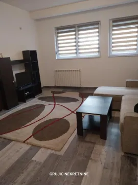 Living room with a sofa, coffee table, and TV. - image 15