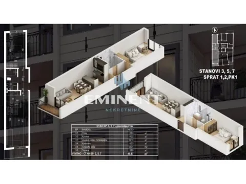 Prodaja, dvosoban stan, 46m², Lekino Brdo, Voždovac Sve Podlokacije - image 4