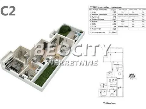 Prodaja, dvosoban stan, 51m², Lekino Brdo, Voždovac Sve Podlokacije - image 2