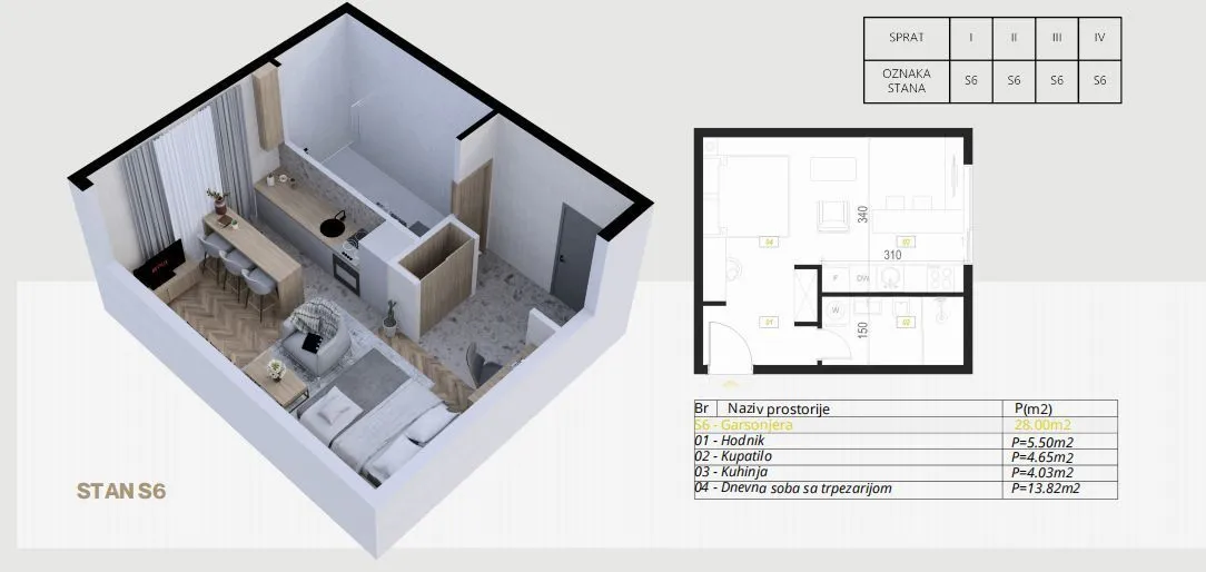 Sale, studio apartment, 28m², Budva, Crna Gora