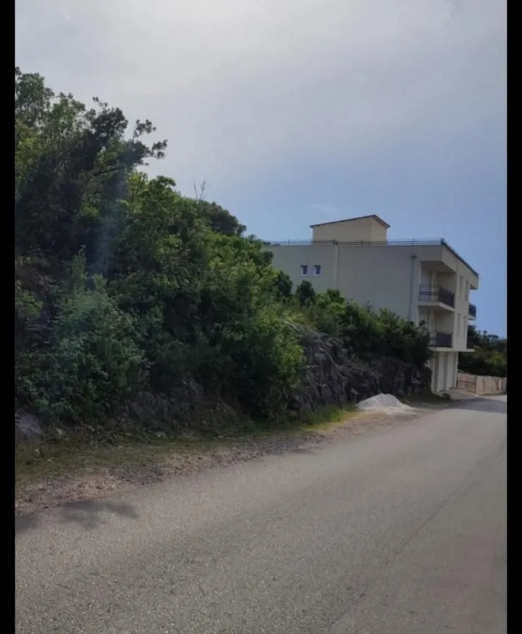 Pogled na spoljašnjost zgrade i prilazni put sa zelenilom.