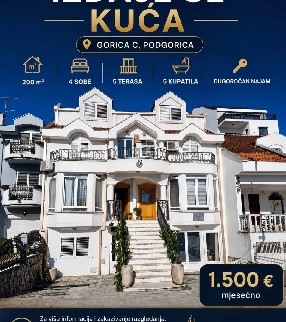 Izdavanje, kuća, 200m², Gorica C, Podgorica