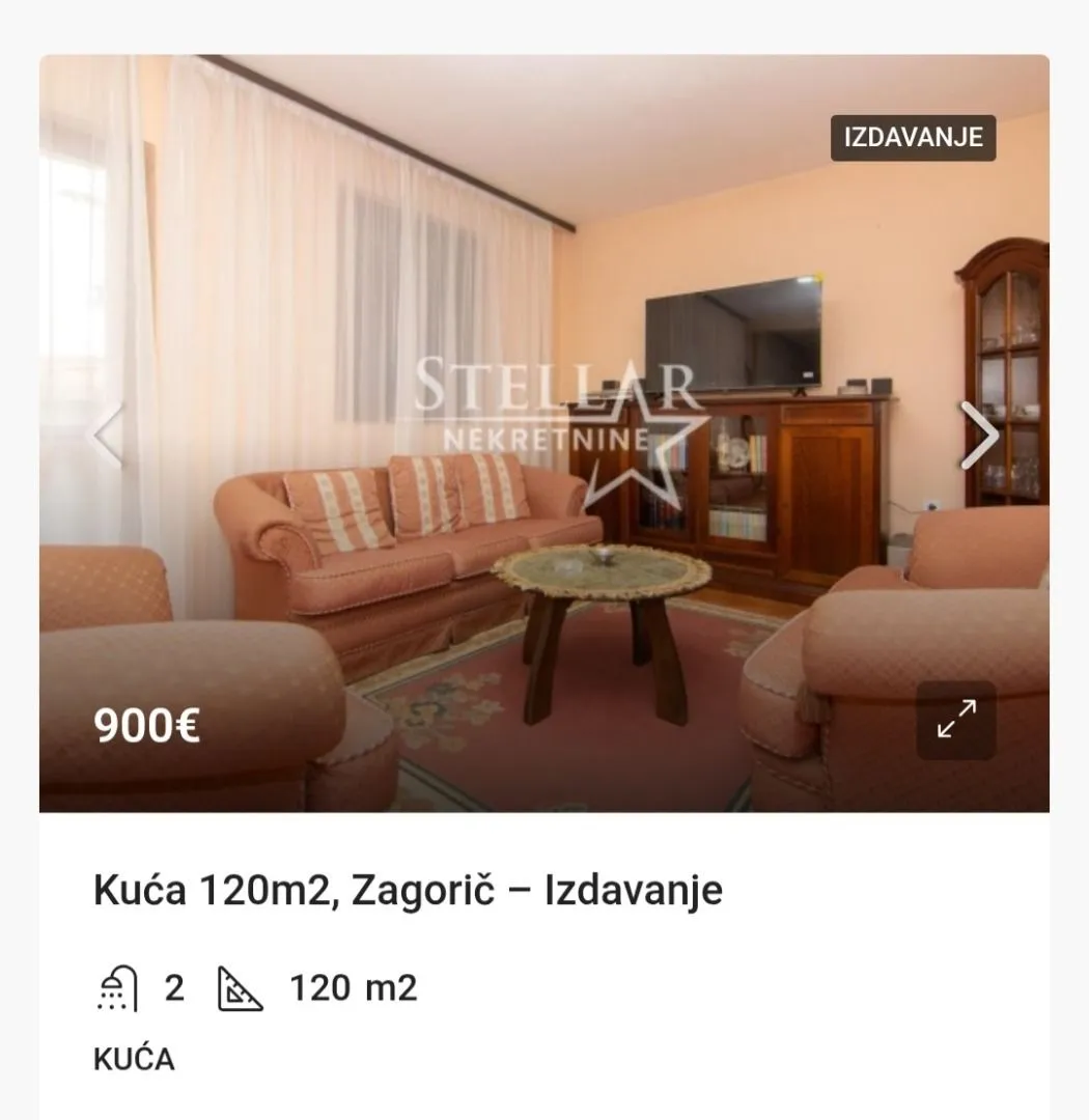 Izdavanje, kuća, 120m², Zagorič, Podgorica