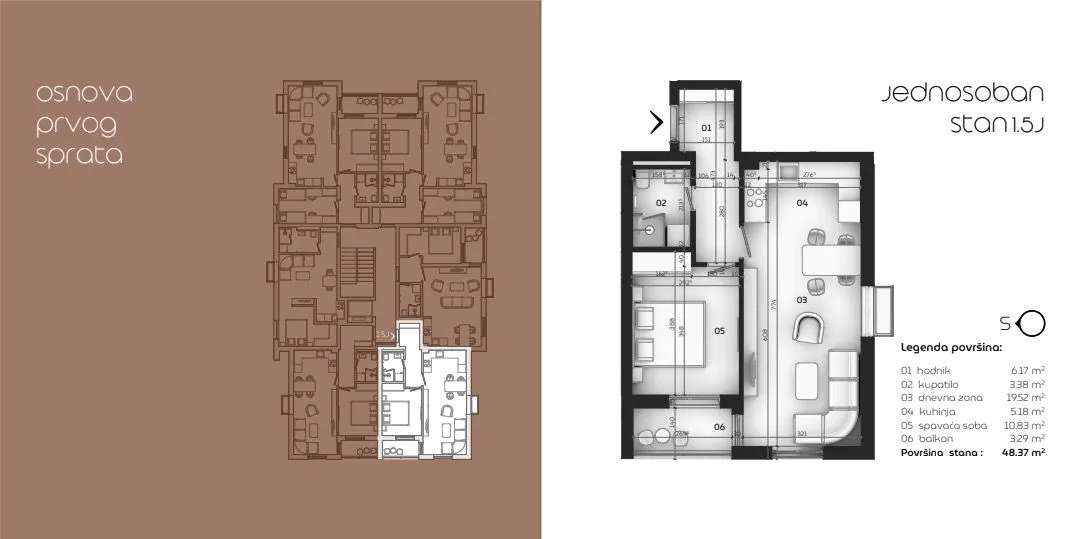 Prodaja, jednosoban stan, 47m², Tološi, Podgorica