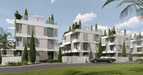 Eksterijer modernog stambenog kompleksa sa uređenim dvorištem i zelenilom. - image 5