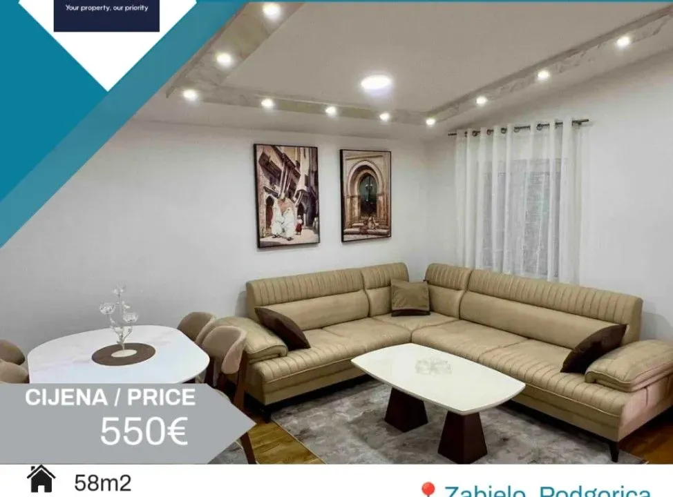 Rent, one bedroom apartment, 58m², Zabjelo, Podgorica