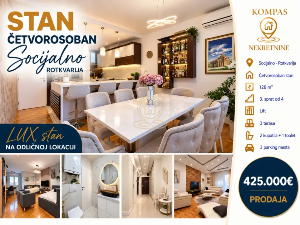 Sale, four bedroom apartment, 128m², Rotkvarija, Novi Sad Sve Podlokacije