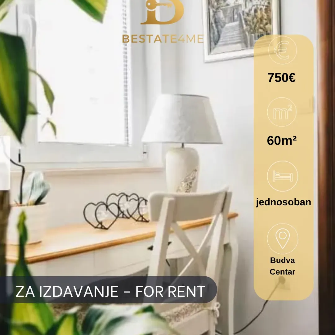 Rent, one bedroom apartment, 60m², Centar, Budva
