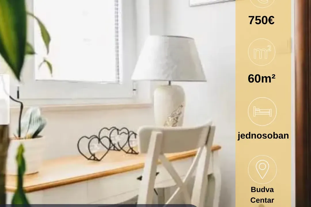 Rent, one bedroom apartment, 60m², Centar, Budva