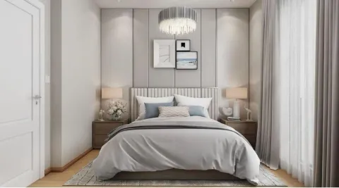 Moderna spavaća soba sa velikim krevetom, noćnim ormarićima i elegantnim osvjetljenjem. - image 8