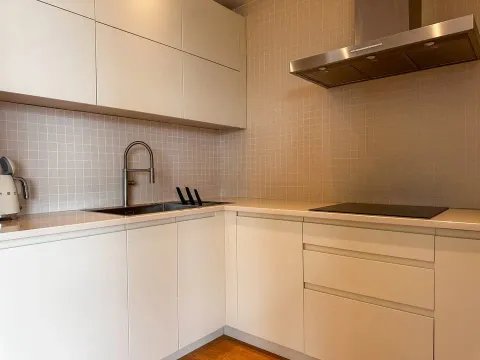 Moderna i uredna kuhinja svijetlih tonova sa ugradnim elementima. - image 9