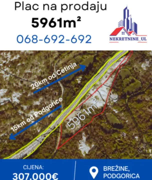 Sale, land lot, 5961m², Brežine, Podgorica