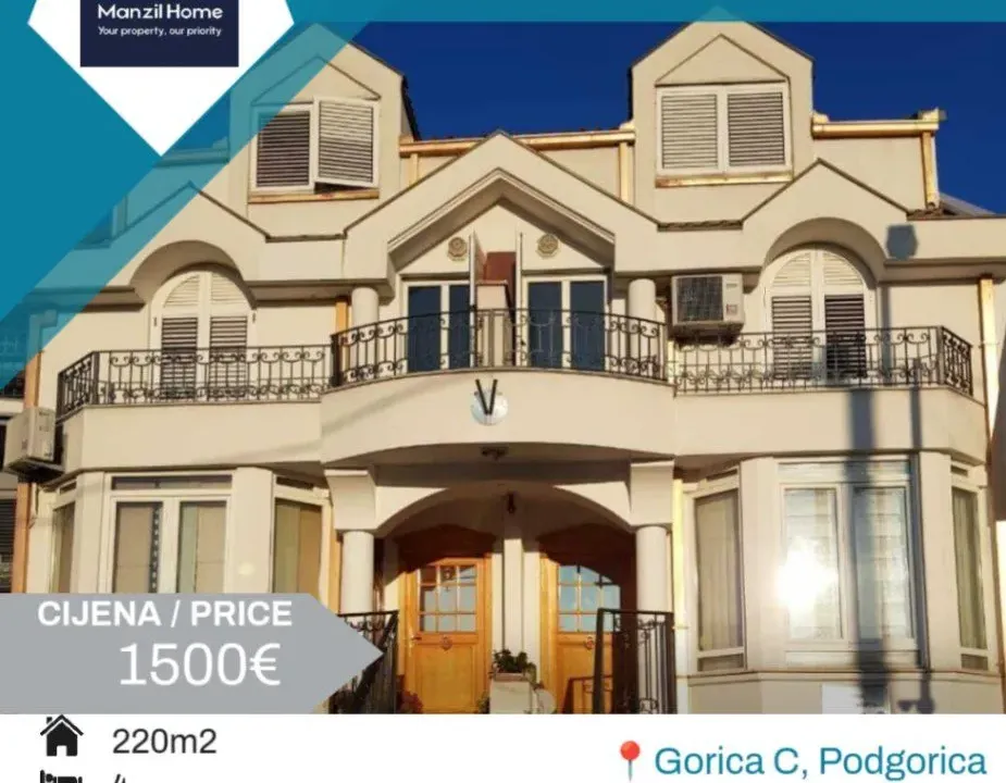 Izdavanje, četvorosoban stan, 220m², Gorica C, Podgorica