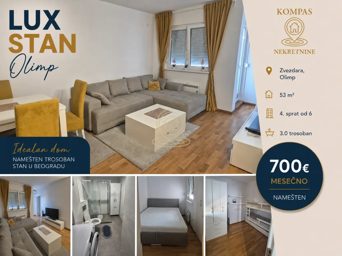 Rent, three bedroom apartment, 53m², Olimp, Zvezdara Sve Podlokacije