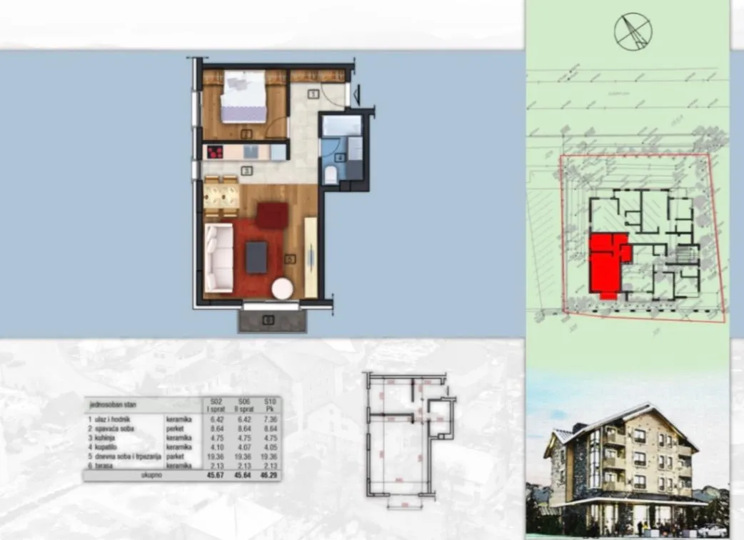 Sale, one bedroom apartment, 44m², Kolašin, Crna Gora