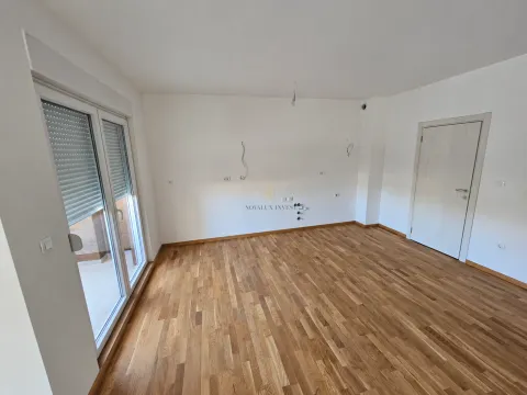 Prazna soba sa drvenim podom i balkonskim vratima. - image 18