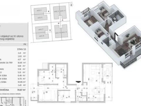 Sale, three bedroom apartment, 80m², Adice, Novi Sad Sve Podlokacije